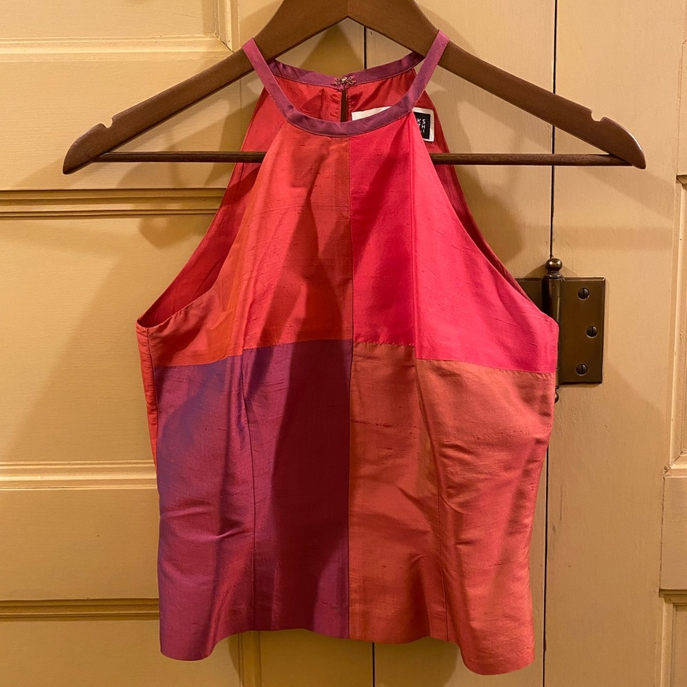 Saks Fifth Avenue Orange Pink Sleeveless Crop Tank Top